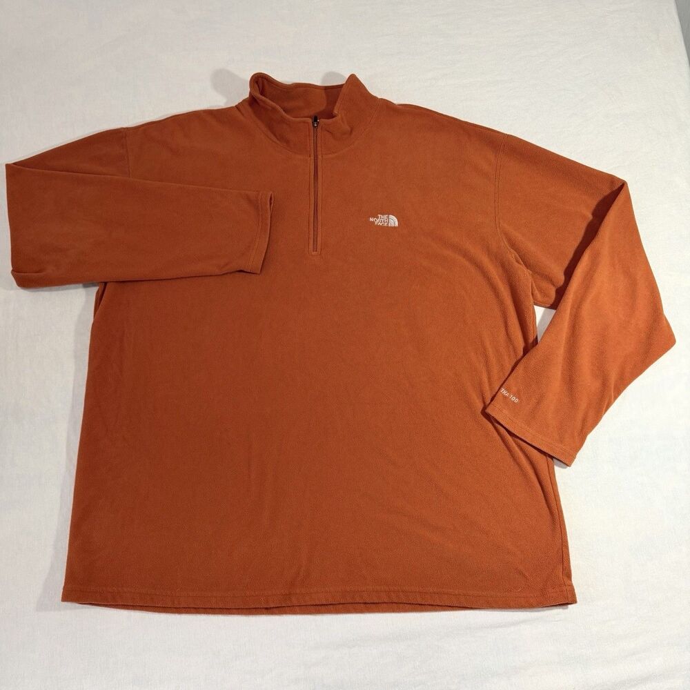 The North Face Sweater Mens 2XL , XXL Orange TKA 100 Quarter Zip Fleece Pullover